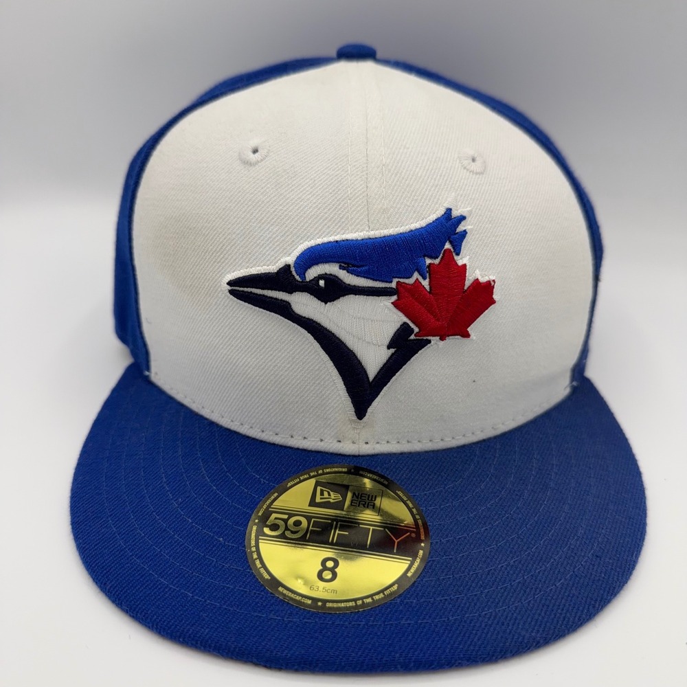 New Era Toronto Blue Jays Fitted Hat Mens Size 8 40th Season Patch 59FIFTY Blue